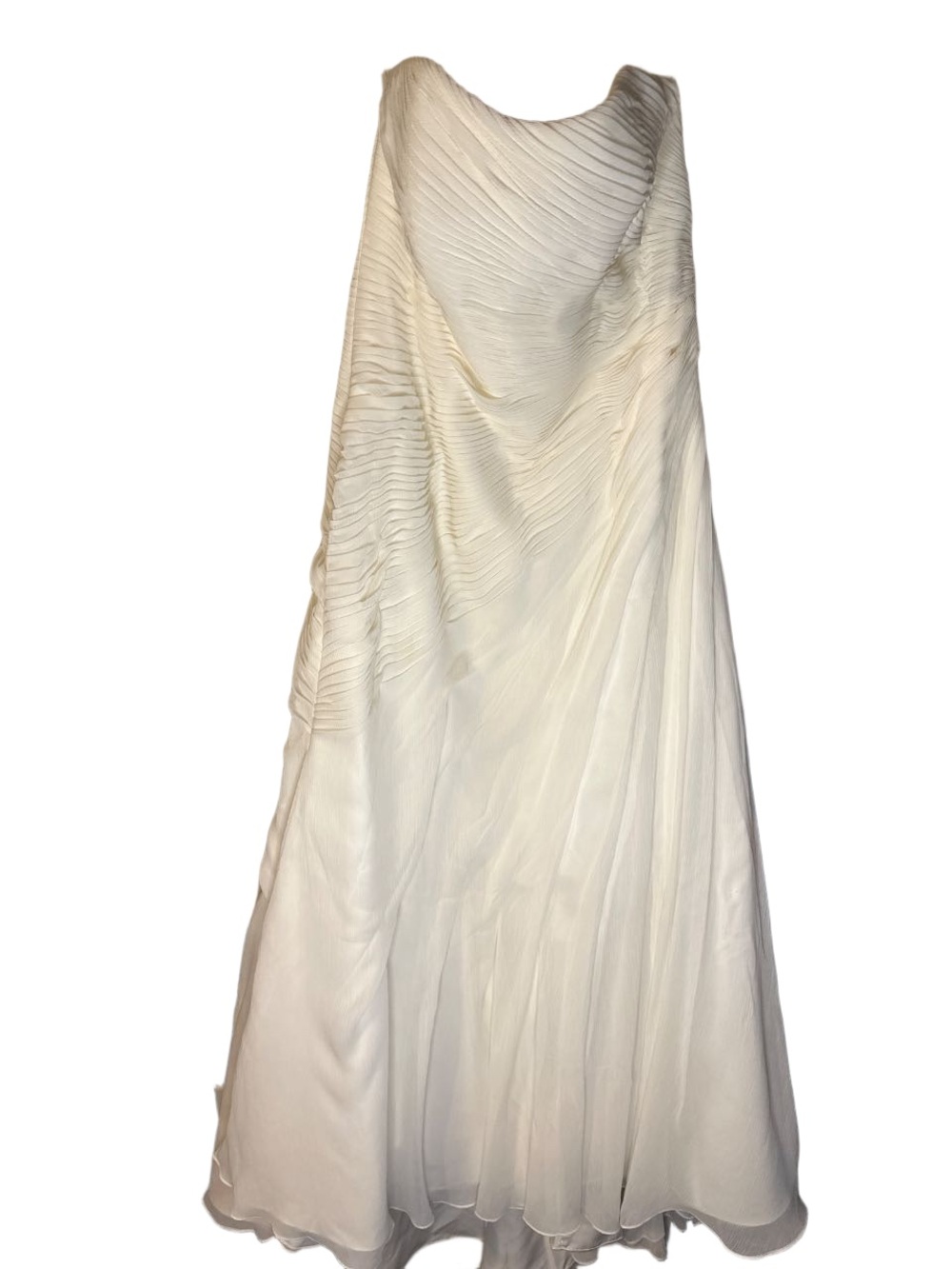 David's Bridal Ivory Chiffon Strapless Pleated A-Line Gown, NWT 16W